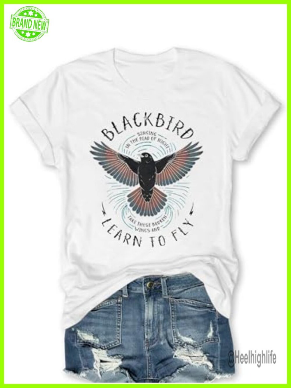 Women Vintage Rock Band Graphic T Shirt Cotton Blend Loose Fit Crew Neck Short